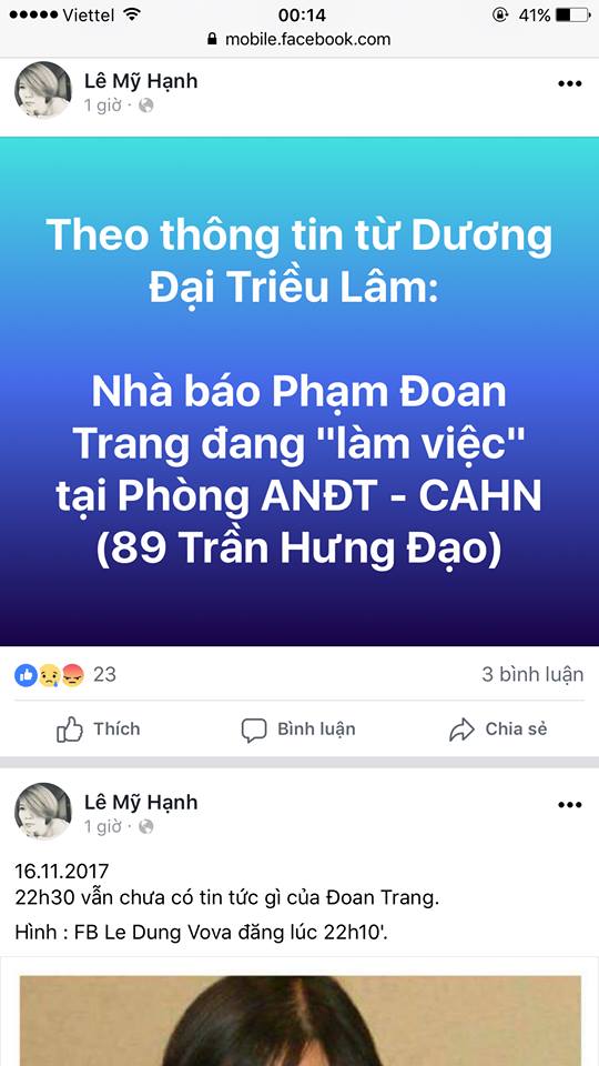 Nóng: Phạm Đoan Trang bị Công an Hà Nội triệu tập