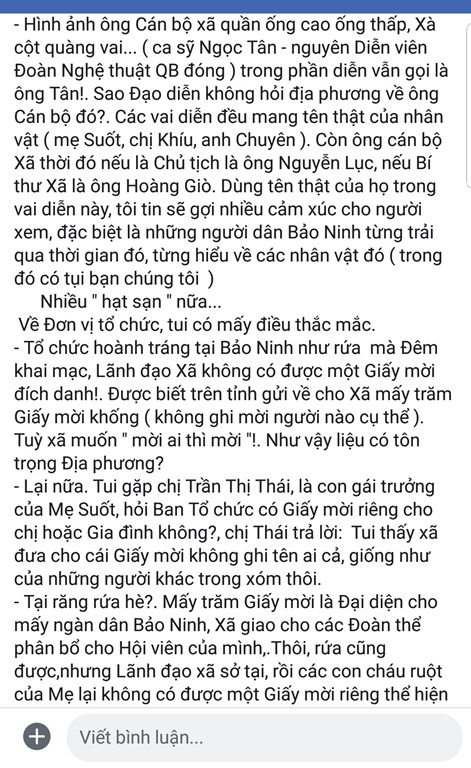 Nhìn từ chương trình nghệ thuật “Mẹ Suốt” – Nhà văn Nguyễn Quang Vinh nên cầu thị để đi lên