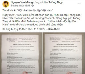 Lê Hữu Minh Tuấn mắt xích quan trọng của “Hội nhà báo độc lập Việt Nam”