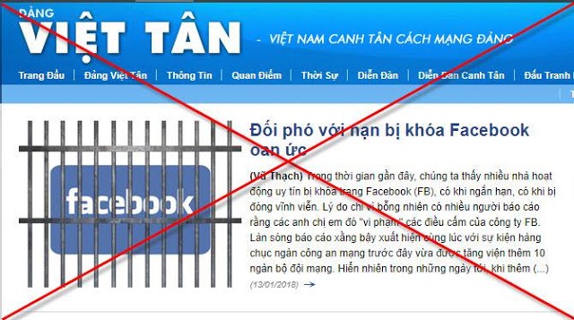 Facebook phản động bị khóa: Việt Tân đổ lỗi cho ai?
