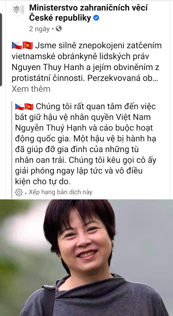 Đại sứ quán Séc kêu gọi trả tự do cho Nguyễn Thúy Hạnh liệu có hợp lý không ?