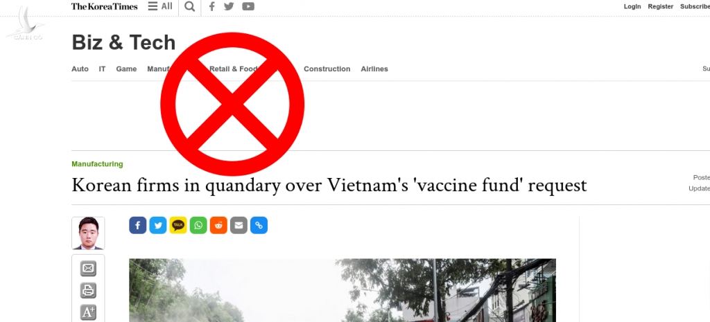 Korea Time cần xin lỗi vì xuyên tạc ý nghĩa tốt đẹp của “Quỹ Vaccine Covid-19”