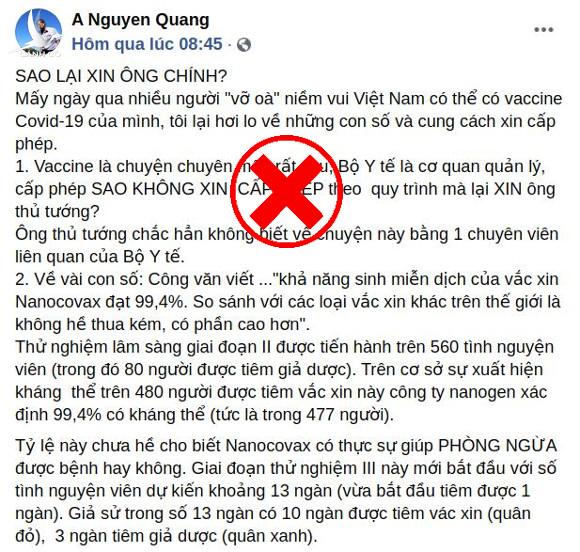 Thủ tướng không có trách nhiệm phê duyệt vaccine Nanocovax