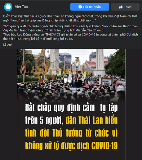 Việt Tân lợi dụng dịch bệnh để gây hoảng loạn, xui dân biểu tình?