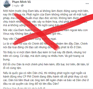 Phạm Minh Vũ cắt xén, xuyên tạc chỉ đạo chống dịch của Thủ tướng