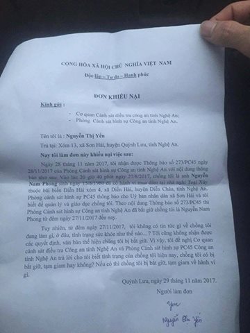 Điều bất thường trong lá đơn của vợ Nguyễn Nam Phong Điều bất thường trong lá đơn của vợ Nguyễn Nam Phong