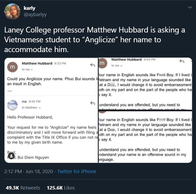 Nhiều người Mỹ gốc Việt bức xúc vì tên riêng bị kỳ thị, chế nhạo Nhiều người Mỹ gốc Việt bức xúc vì tên riêng bị kỳ thị, chế nhạo