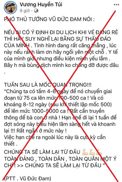 Xử phạt chủ tài khoản Facebook đăng tải thông tin sai sự thật về COVID-19 Xử phạt chủ tài khoản Facebook đăng tải thông tin sai sự thật về COVID-19