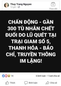 Thông tin 300 tù nhân chết trong lũ ở Trại giam Thanh Hóa là bịa đặt