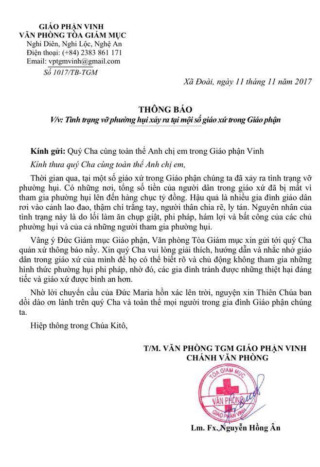 Vỡ hụi hàng loạt ở giáo phận Vinh: Trách nhiệm thuộc về ai?