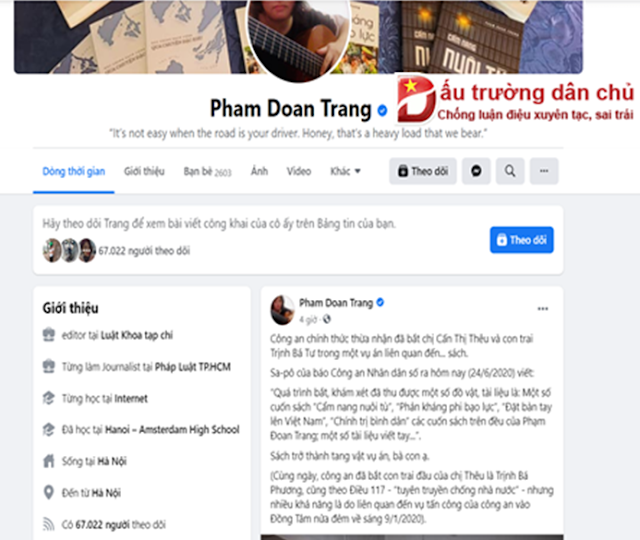 Phạm Đoan Trang 'khóc thương' Trịnh Bá Tư hay 'khóc' cho những cuốn sách của mình? Phạm Đoan Trang 'khóc thương' Trịnh Bá Tư hay 'khóc' cho những cuốn sách của mình?