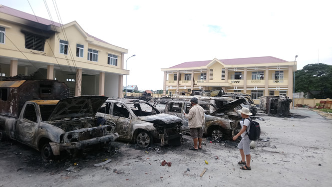 Bắt giam 4 người đốt Trạm cảnh sát PCCC Công an Bình Thuận