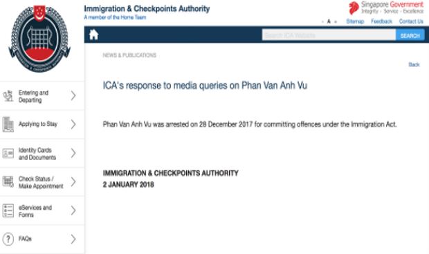 Ông 'Phan Van Anh Vu' bị phía Singapore thông báo tạm giữ là ai?