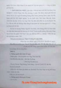 Chuẩn bị xét xử Trần Hoàng Phúc và đồng bọn chống Nhà nước, xúc phạm Bác Hồ Chuẩn bị xét xử Trần Hoàng Phúc và đồng bọn chống Nhà nước, xúc phạm Bác Hồ