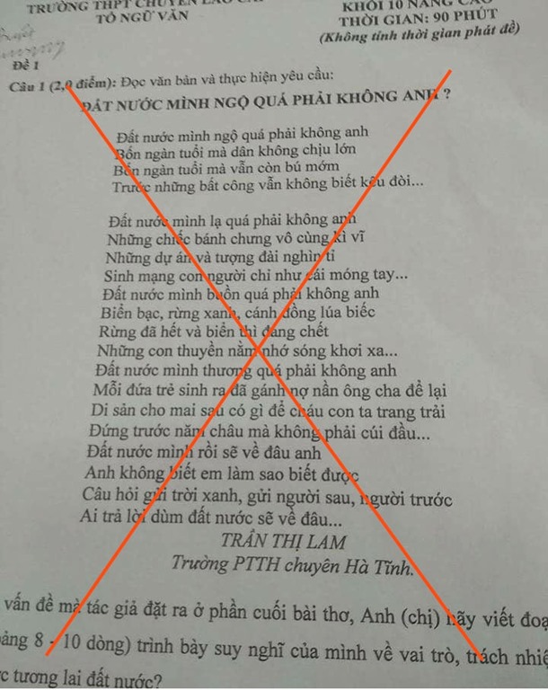 LÀO CAI: HÀNG LOẠT CÂU HỎI QUANH VỤ BÀI “ĐẤT NƯỚC MÌNH NGỘ QUÁ PHẢI KHÔNG ANH” ĐƯỢC ĐƯA VÀO ĐỀ THI VĂN CHÍNH THỨC LÀO CAI: HÀNG LOẠT CÂU HỎI QUANH VỤ BÀI “ĐẤT NƯỚC MÌNH NGỘ QUÁ PHẢI KHÔNG ANH” ĐƯỢC ĐƯA VÀO ĐỀ THI VĂN CHÍNH THỨC