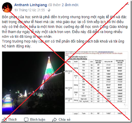 Linh mục cực đoan lại xuyên tạc, bịa đặt liên quan việc nghỉ Lễ Noel Linh mục cực đoan lại xuyên tạc, bịa đặt liên quan việc nghỉ Lễ Noel