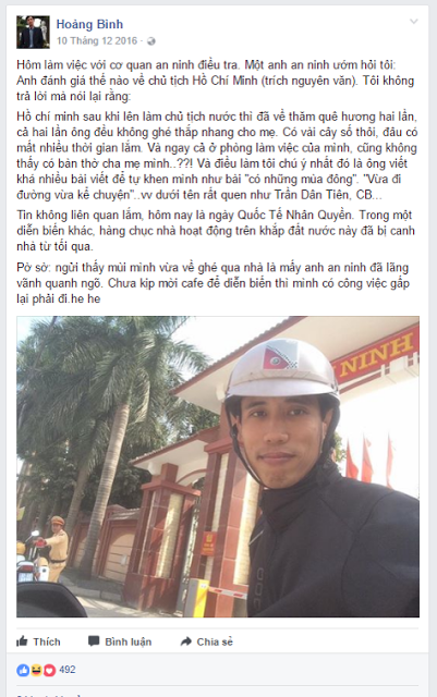 Tóm tắt hoạt động của HOÀNG ĐỨC BÌNH trước ngày xét xử