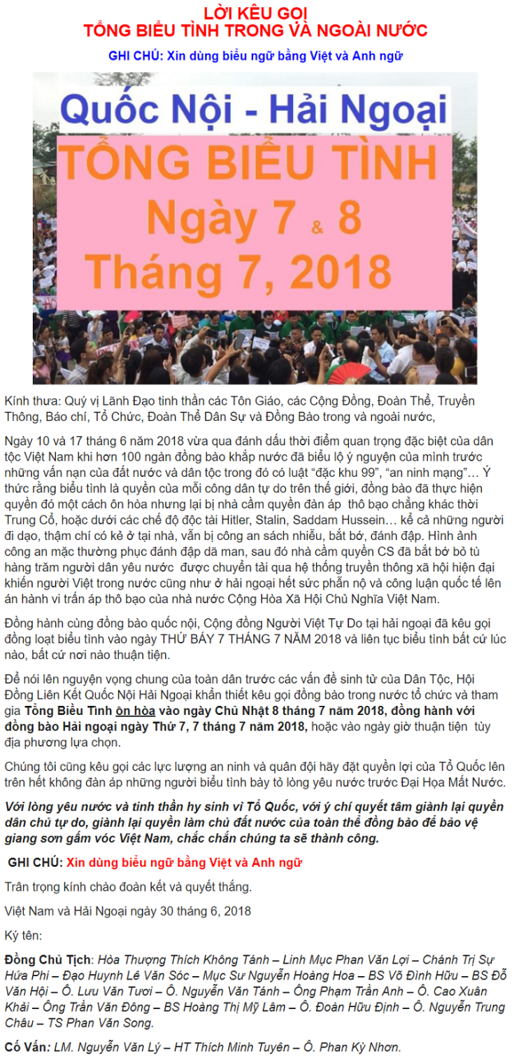 Biểu tình ngày 8-7-2018 tại giáo phận Vinh: bị mua chuộc, kích động hay tự phát? Biểu tình ngày 8-7-2018 tại giáo phận Vinh: bị mua chuộc, kích động hay tự phát?