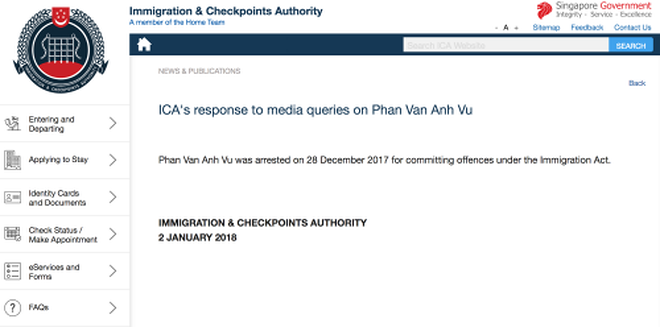 Ông 'Phan Van Anh Vu' bị phía Singapore thông báo tạm giữ là ai?