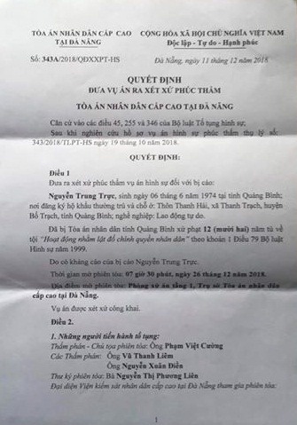 Xét xử phúc thẩm Nguyễn Trung Trực, dấu chấm hết cho ảo tưởng lật đổ chính quyền nhân dân Xét xử phúc thẩm Nguyễn Trung Trực, dấu chấm hết cho ảo tưởng lật đổ chính quyền nhân dân
