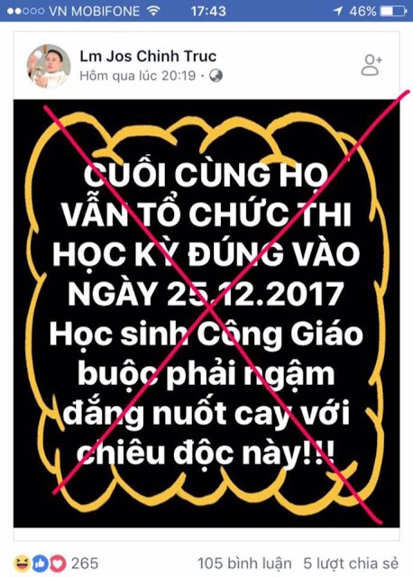 Linh mục cực đoan lại xuyên tạc, bịa đặt liên quan việc nghỉ Lễ Noel Linh mục cực đoan lại xuyên tạc, bịa đặt liên quan việc nghỉ Lễ Noel