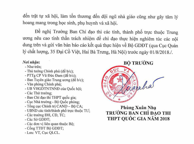 Bộ GD-ĐT đã yêu cầu rà soát lại về kì thi quốc gia trong toàn quốc