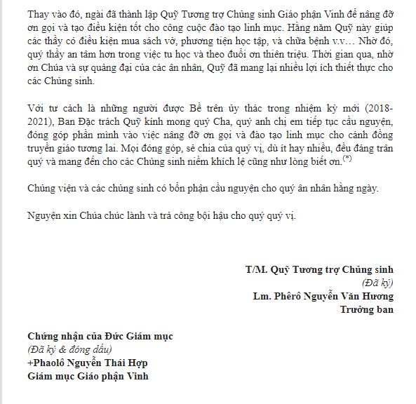 Giải quyết bất đồng liên quan các khoản thu đầu năm học - Giải pháp từ Đại Chủng viện Vinh Thanh? Giải quyết bất đồng liên quan các khoản thu đầu năm học - Giải pháp từ Đại Chủng viện Vinh Thanh?