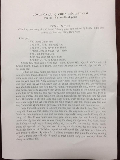 Sự tráo trở của Linh mục Đặng Hữu Nam