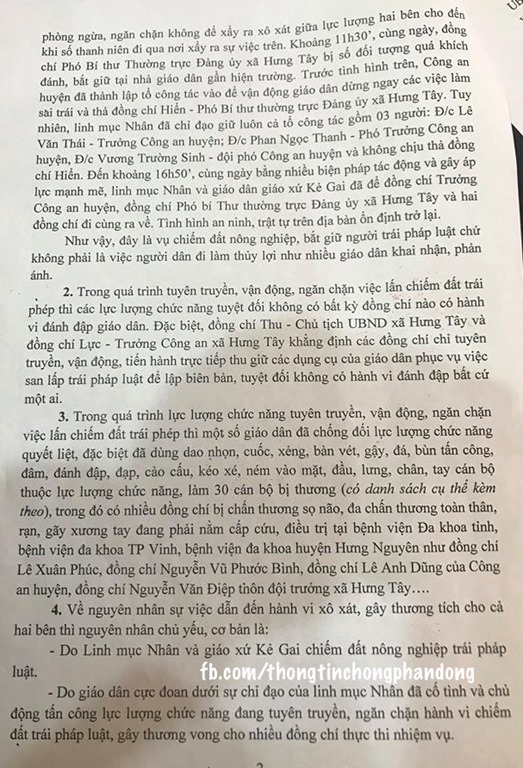 Thông tin chính thức về việc LM Nguyễn Đức Nhân kích động giáo dân chiếm đất trái pháp luật, chống người thi hành công vụ Thông tin chính thức về việc LM Nguyễn Đức Nhân kích động giáo dân chiếm đất trái pháp luật, chống người thi hành công vụ