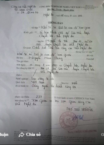 Điều bất thường trong lá đơn của vợ Nguyễn Nam Phong Điều bất thường trong lá đơn của vợ Nguyễn Nam Phong