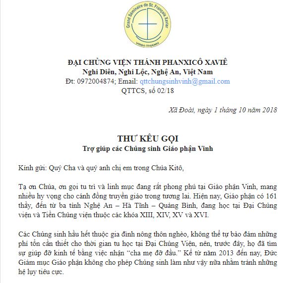 Giải quyết bất đồng liên quan các khoản thu đầu năm học - Giải pháp từ Đại Chủng viện Vinh Thanh? Giải quyết bất đồng liên quan các khoản thu đầu năm học - Giải pháp từ Đại Chủng viện Vinh Thanh?