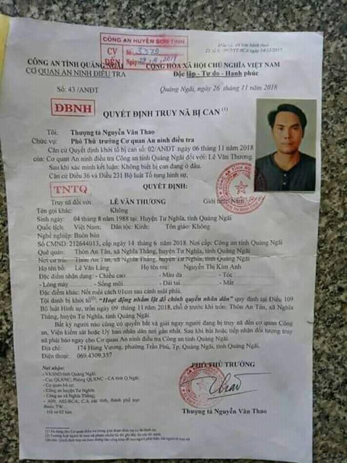 Truy nã đối tượng về tội “Hoạt động nhằm lật đổ chính quyền nhân dân” Truy nã đối tượng về tội “Hoạt động nhằm lật đổ chính quyền nhân dân”