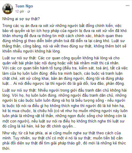 Vì sao tổ chức khủng bố Việt Tân sai Nguyễn Tường Thụy và Trương Văn Dũng đấu tố luật sư Ngô Anh Tuấn? Vì sao tổ chức khủng bố Việt Tân sai Nguyễn Tường Thụy và Trương Văn Dũng đấu tố luật sư Ngô Anh Tuấn?