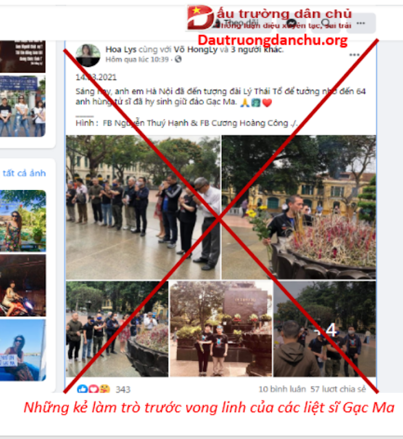 Nhóm người làm trò 'xúc phạm' trước vong linh của liệt sĩ hy sinh ở Gạc Ma Nhóm người làm trò 'xúc phạm' trước vong linh của liệt sĩ hy sinh ở Gạc Ma