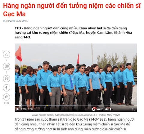 Những ảo tưởng hằn học của giới chống Cộng trong dịp tưởng niệm trận Gạc Ma Những ảo tưởng hằn học của giới chống Cộng trong dịp tưởng niệm trận Gạc Ma