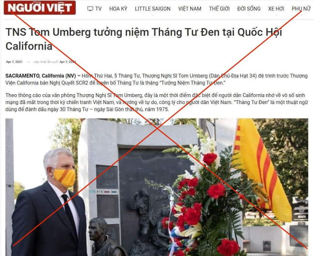 Phát ngôn gây sốc của ông Tom Umberg về ngày 30/4 Phát ngôn gây sốc của ông Tom Umberg về ngày 30/4