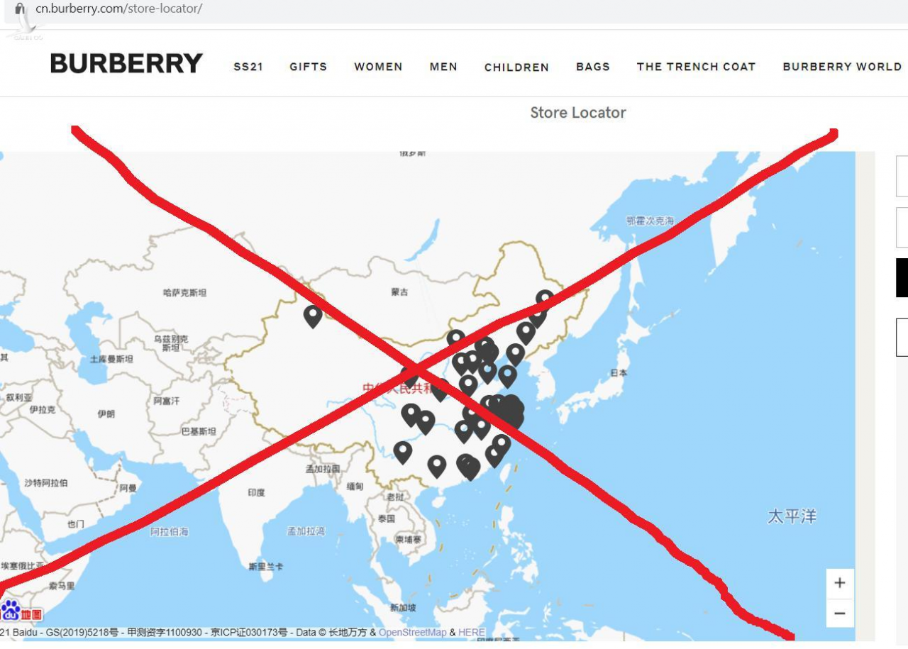 Phát hiện nhãn hàng Gucci, Chanel, Burberry đăng bản đồ “đường lưỡi bò” Phát hiện nhãn hàng Gucci, Chanel, Burberry đăng bản đồ “đường lưỡi bò”