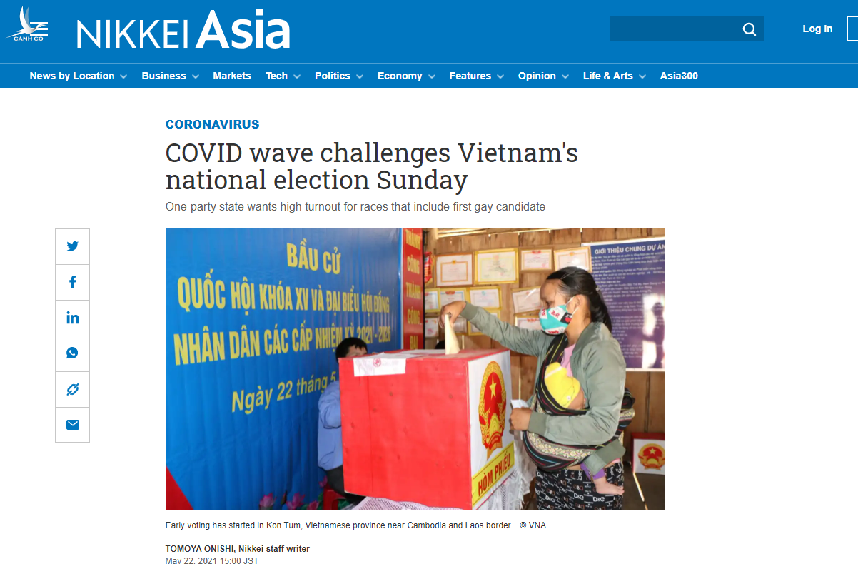 Báo chí quốc tế quan tâm cuộc bầu cử Quốc hội và HĐND các cấp của Việt Nam Báo chí quốc tế quan tâm cuộc bầu cử Quốc hội và HĐND các cấp của Việt Nam