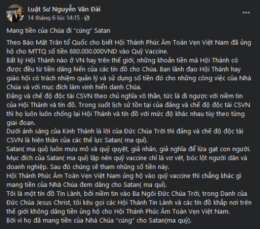 Khi Nguyễn Văn Đài lợi dụng dịch bệnh để chống Cộng, bât chấp mạng người Khi Nguyễn Văn Đài lợi dụng dịch bệnh để chống Cộng, bât chấp mạng người