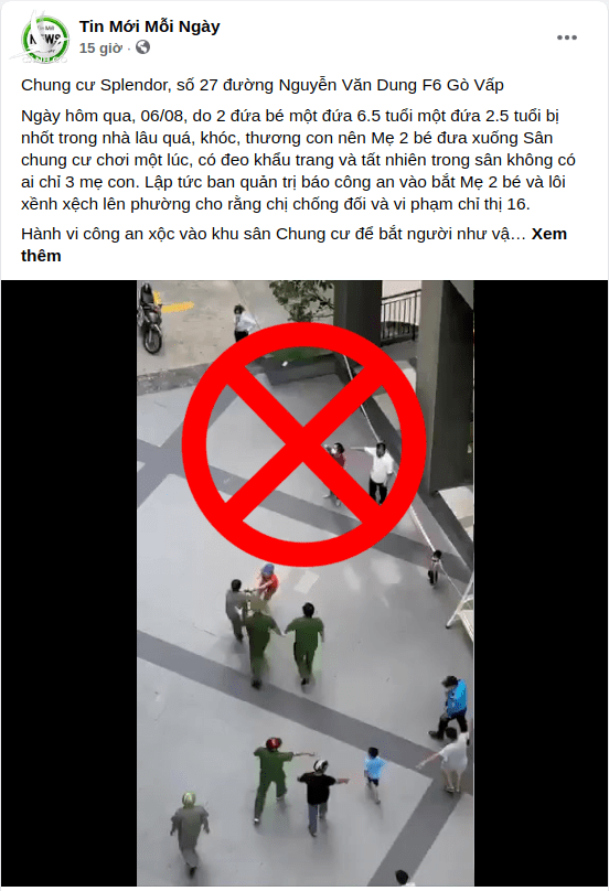 Thông tin “công an bắt mẹ của 2 bé và lôi xềnh xệch lên phường” là sai sự thật Thông tin “công an bắt mẹ của 2 bé và lôi xềnh xệch lên phường” là sai sự thật