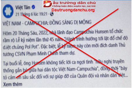 Việt Tân không được phép xuyên tạc mối quan hệ Việt Nam - Campuchia