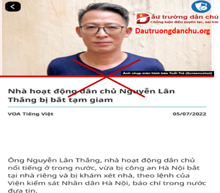 VOA Tiếng Việt ngụy biện cho Nguyễn Lân Thắng chỉ là cái cớ để chống phá Đảng, Nhà nước Việt Nam