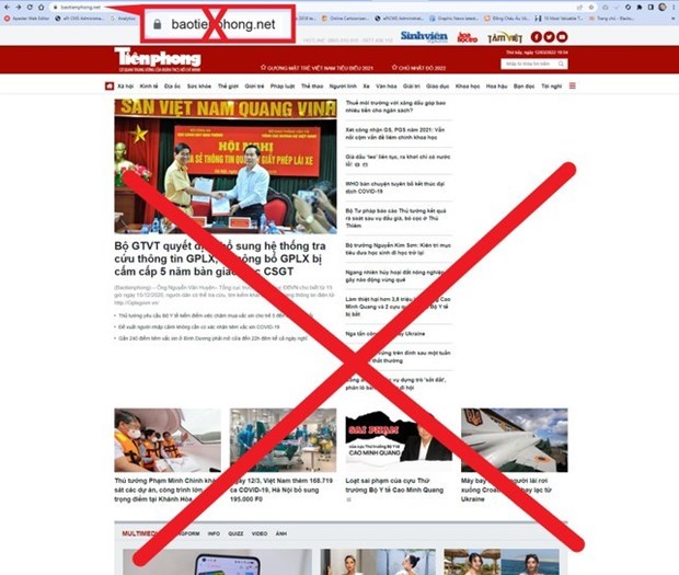 Xuất hiện website giả mạo trắng trợn báo Tiền Phong điện tử