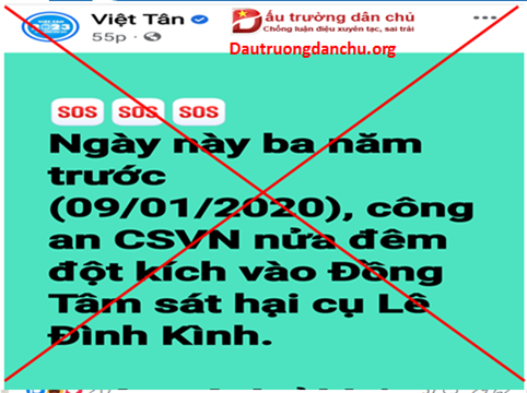 Việt Tân cố tình lợi dụng vụ án Đồng Tâm để chống phá Đảng, Nhà nước Việt Nam