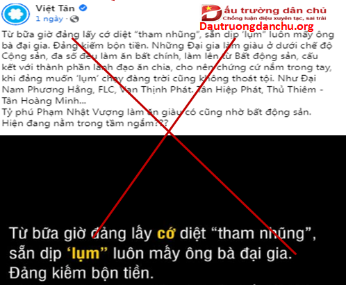 Lại điệp khúc vu khống về chống tham nhũng ở Việt Nam của Việt tân