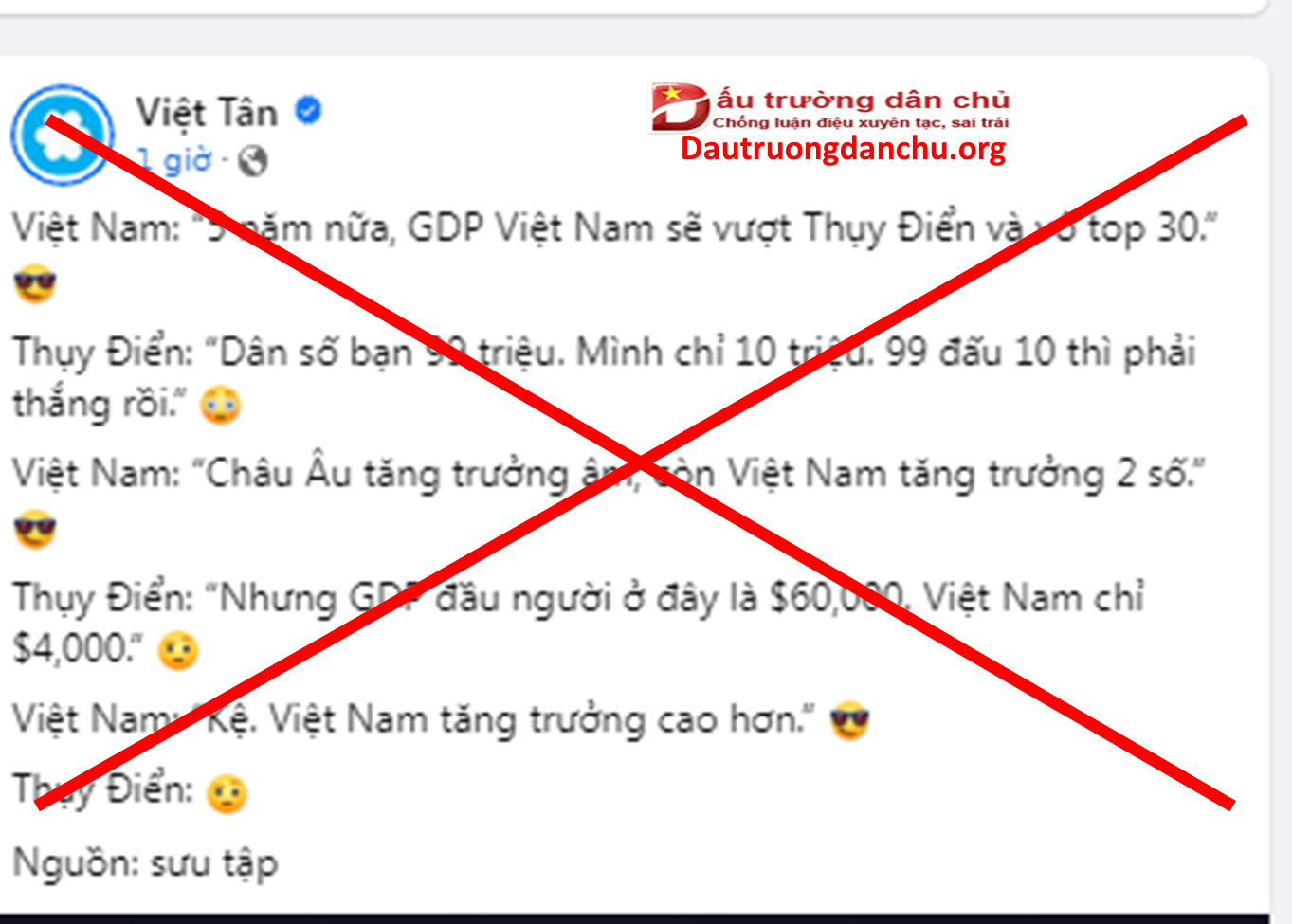 Sự vô lối của Việt Tân khi đưa thông tin lên mạng xã hội