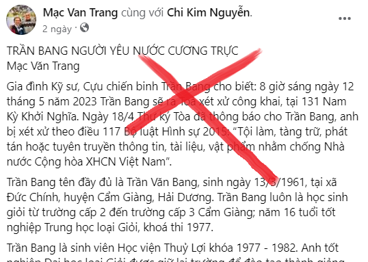 Giọng điệu của Mạc Văn Trang và đồng bọn về Trần Bang