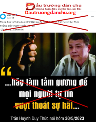 Cảnh giác với thông điệp “Vượt thoát lịch sử” của tù nhân chính trị Trần Huỳnh Duy Thức