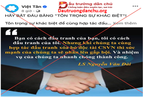 “ Tôn trọng sự khác biệt” - Chiêu trò lôi kéo của Nguyễn Văn Đài và Việt Tân