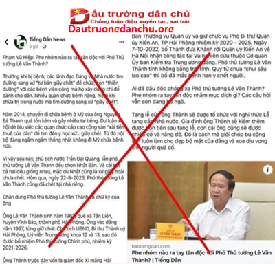 Không được phép xúc phạm cố Phó Thủ tướng Lê Văn Thành và Đảng, Nhà nước Việt Nam